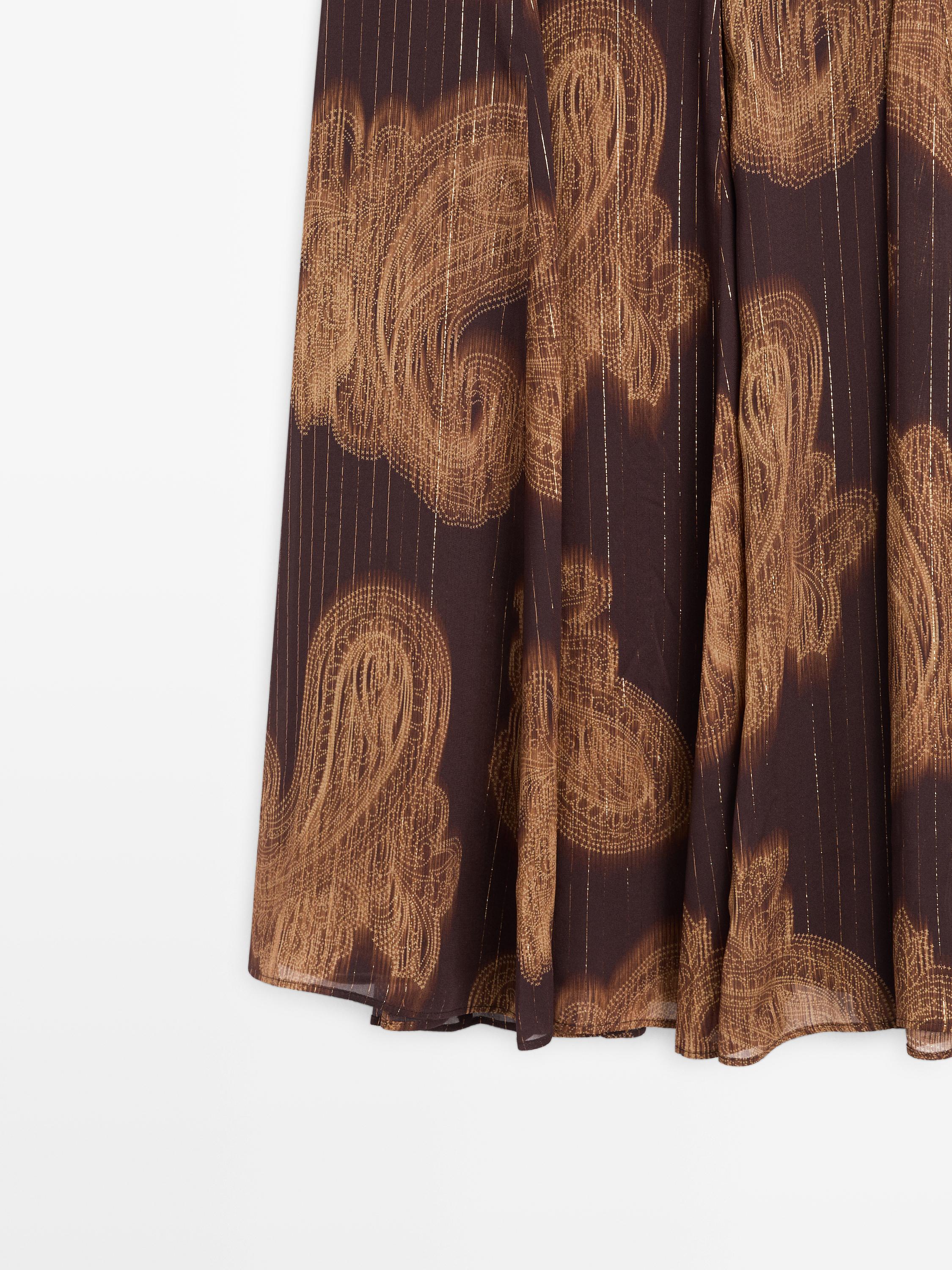 Jupe midi fluide à imprimé cachemire